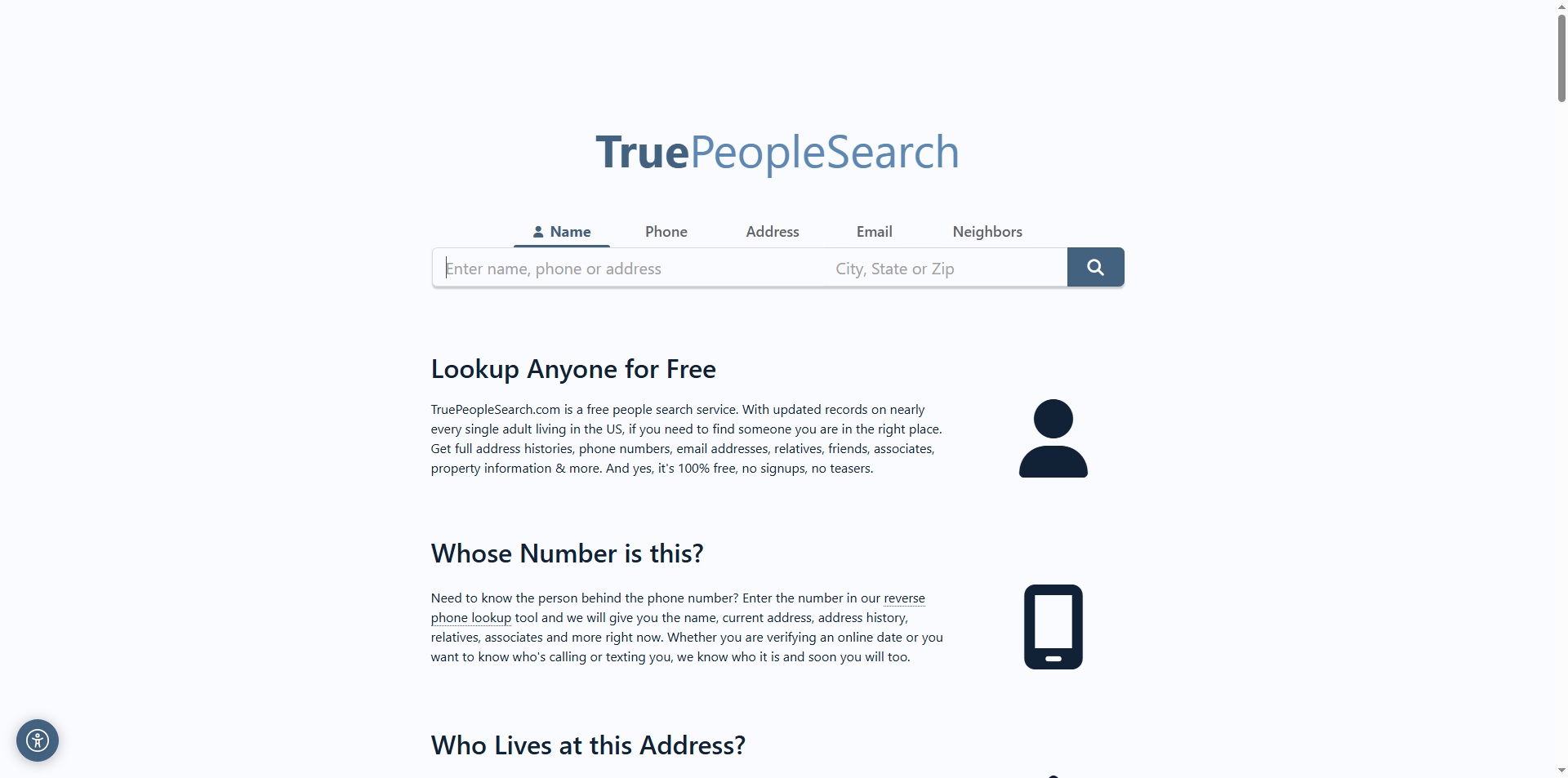 TruePeopleSearch Website